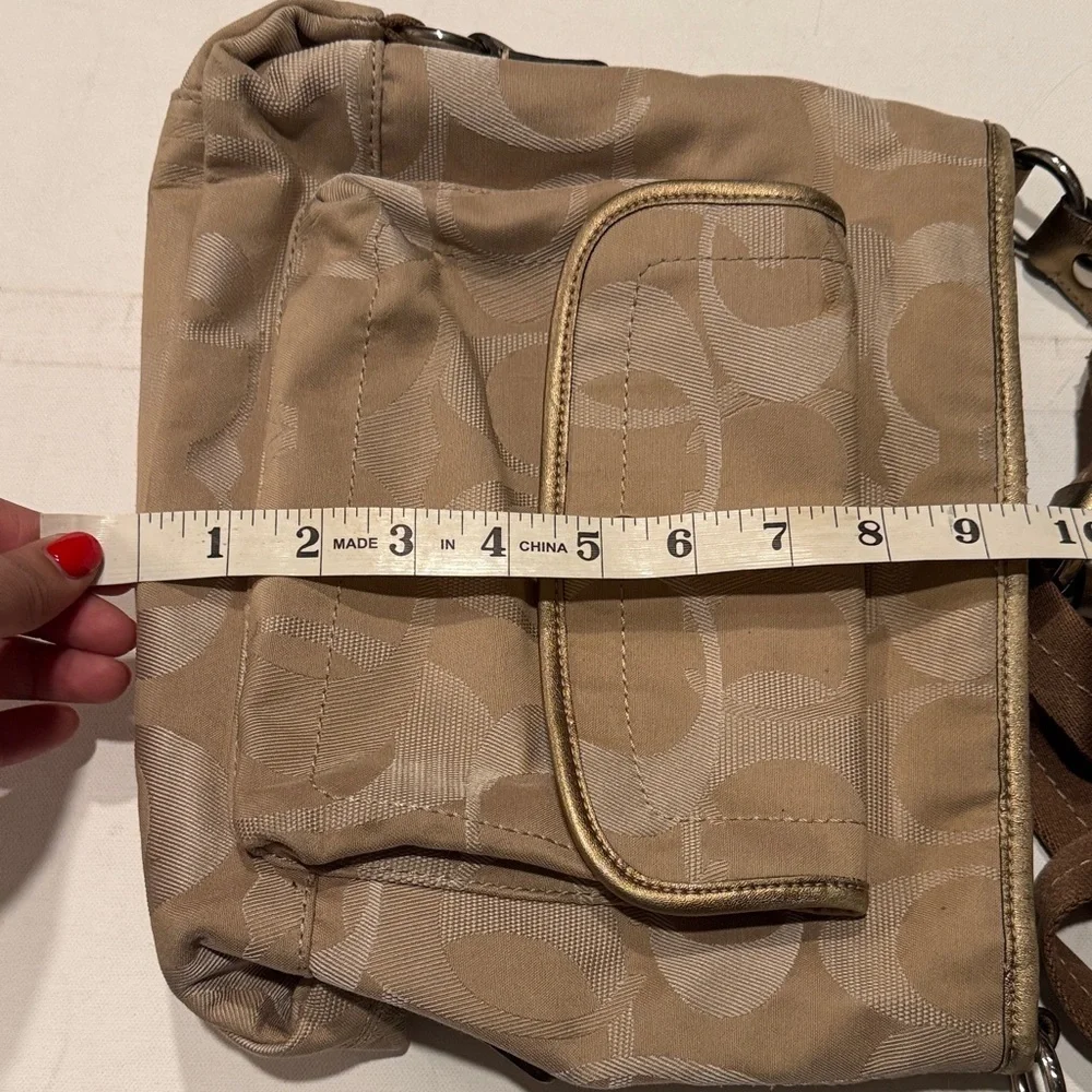Coach Beige Crossbody Bag with Gold Accents